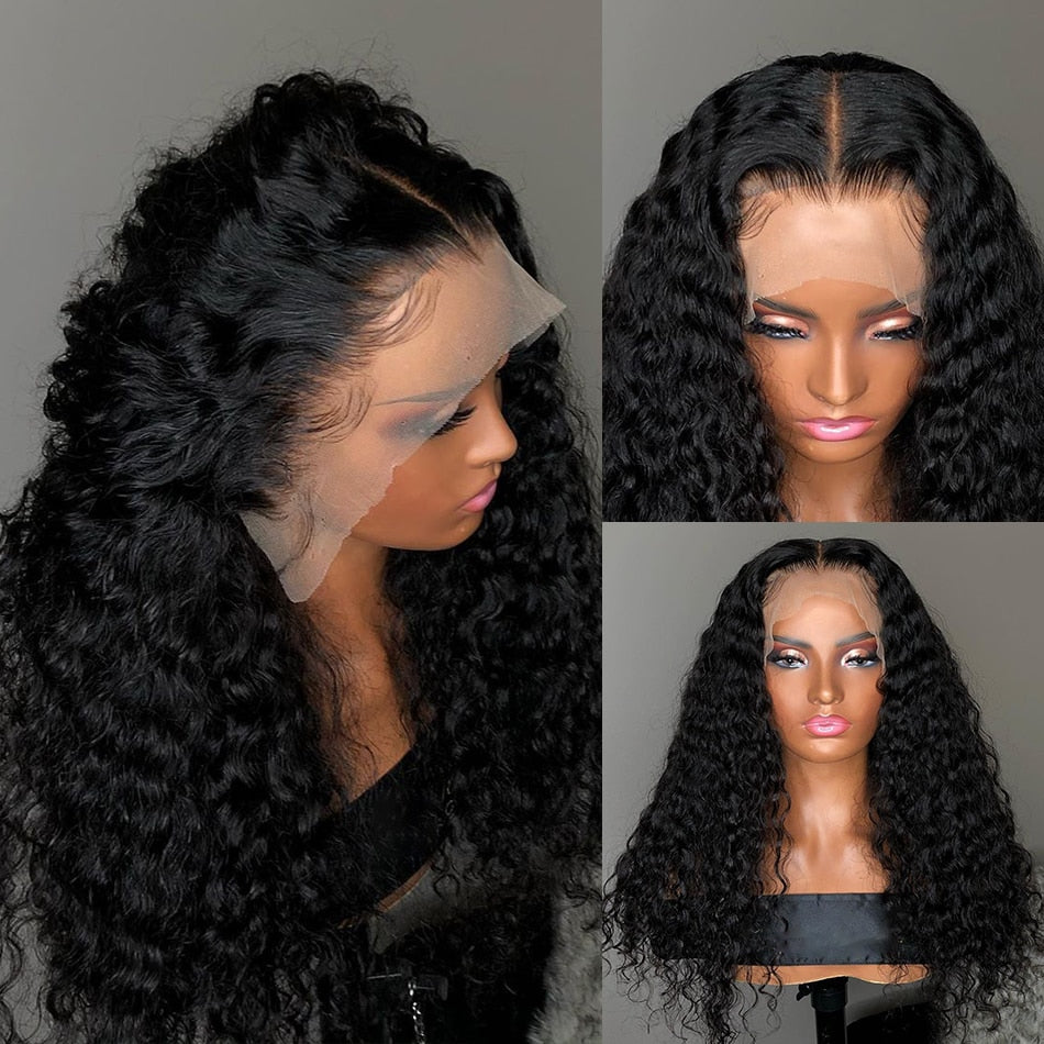 HD Lace Front Wigs Human Hair Water Wave HD Wet and Wavy Lace Front Wigs for Black Women 13x4 Curly Lace Frontal Wigs Human Hair Pre Plucked with