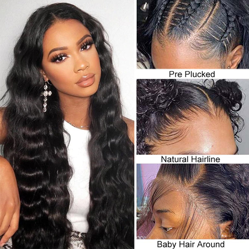 13x4/13x6 Malaysian Loose Deep Wave Lace Frontal Human Hair Wigs for Women
