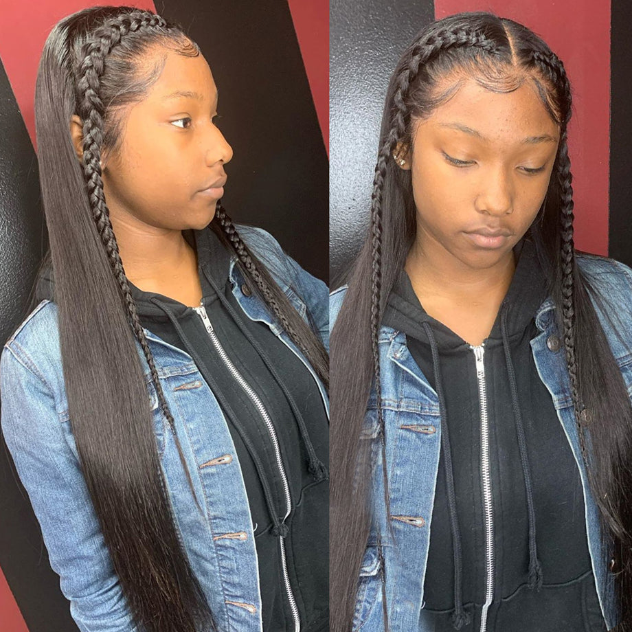 99J Burgundy Straight HD Transparent Human Hair Lace Front Wig For Women