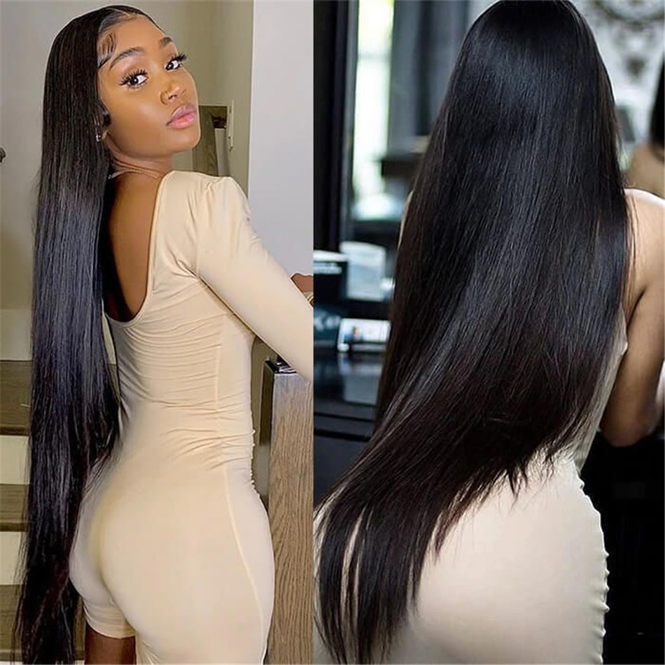 99J Burgundy Straight HD Transparent Human Hair Lace Front Wig For Women