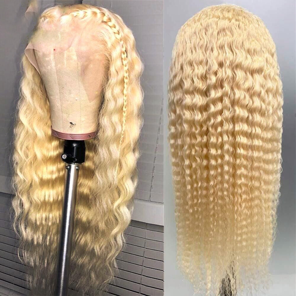 613 Blonde Brazilian Deep Wave Pre Plucked Lace Frontal Human Hair