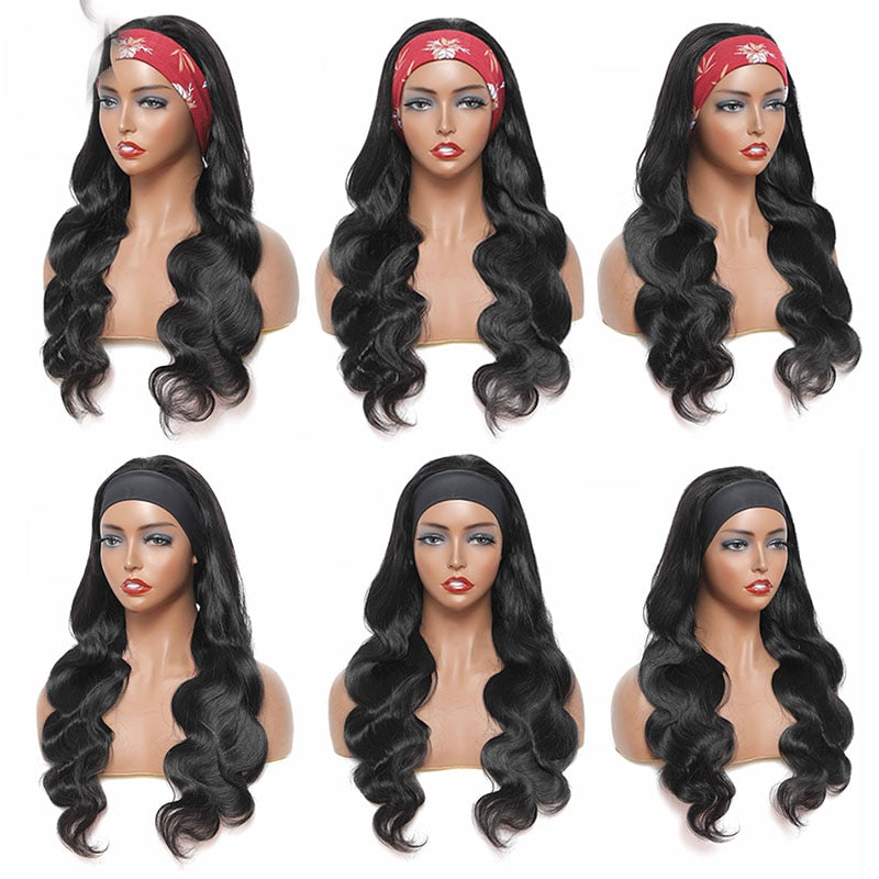 Headband Brazilian Human Natural Wavy Hair Wig