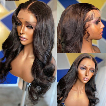 28inch Long Honey Blonde Body Wave Human Hair Lace Front Wigs