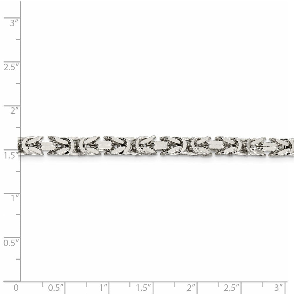 Solid 925 Sterling Silver 5mm Square Byzantine Chain Necklace