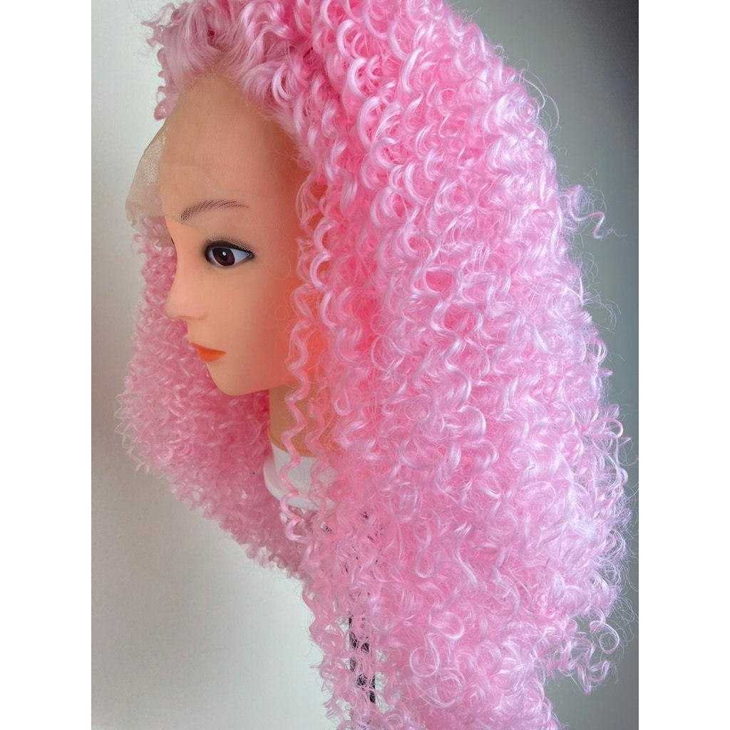 Short Pink Wig,Afro Kinky Curly Wig,Lace Front Wig,Short Bob Wig,Shoulder Length Wig,Wigs,Lace Front Pink Wig,Pastel Pink Wigs,Pink Lace Wig