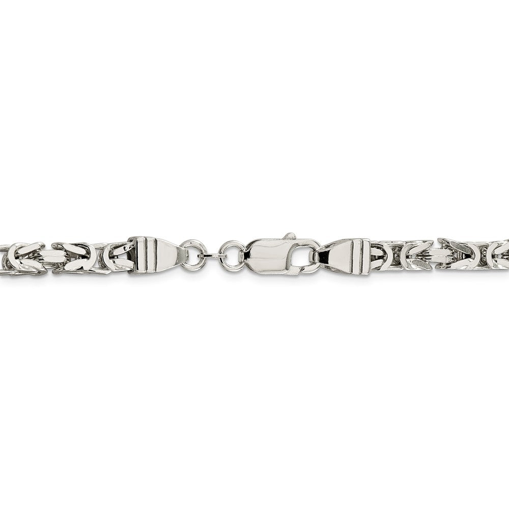 Solid 925 Sterling Silver 5mm Square Byzantine Chain Necklace