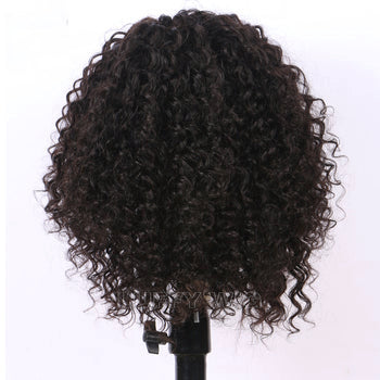 Black -Bob Curly Remy Brazilian Human Hair Wigs With Bangs