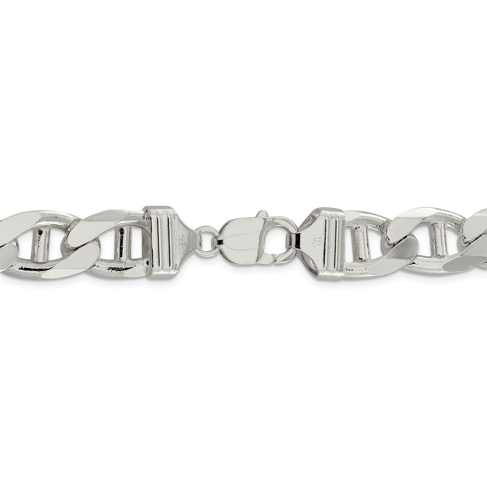 Solid Stamped 925 Sterling Silver Men's Jewelry | 13.5mm Flat Anchor Necklace