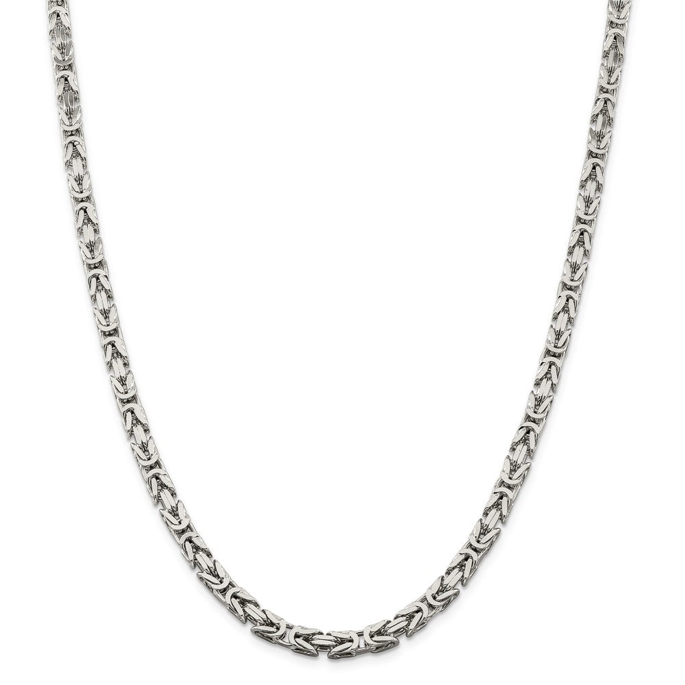Solid 925 Sterling Silver 5mm Square Byzantine Chain Necklace