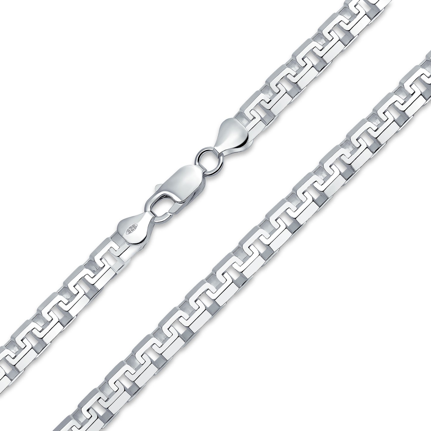 Heavy Solid .925 Sterling Silver Franco Square Link Gauge Necklace For Men