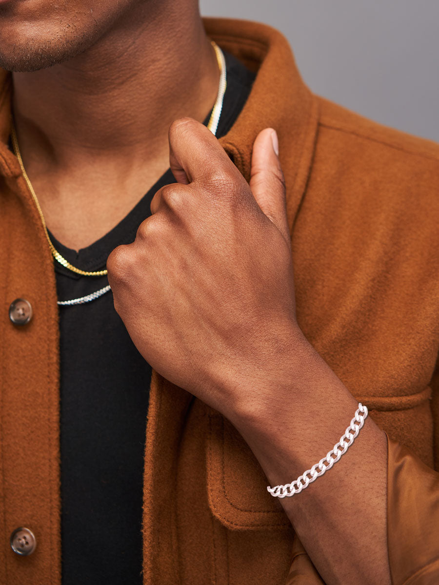 Fine Men's 925 Sterling Silver Jewelry-8MM Cuban Curb Link Anklet Bracel.Fine Men's 925 Sterling Silver Jewelry-8MM Cuban Curb Link Anklet Bracelet
