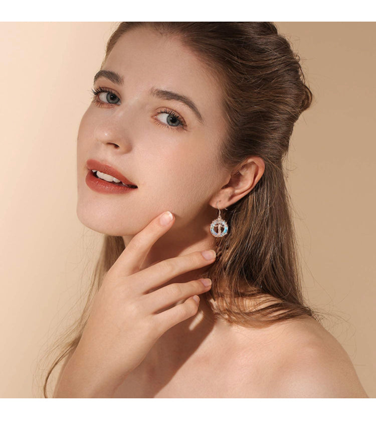Rose Gold Crystal Tree of Life Drop Earrings