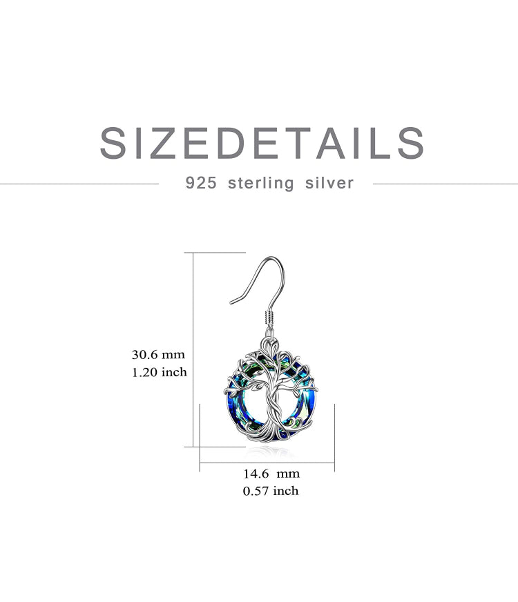 925 Sterling Silver Tree of Life Drop Earrings