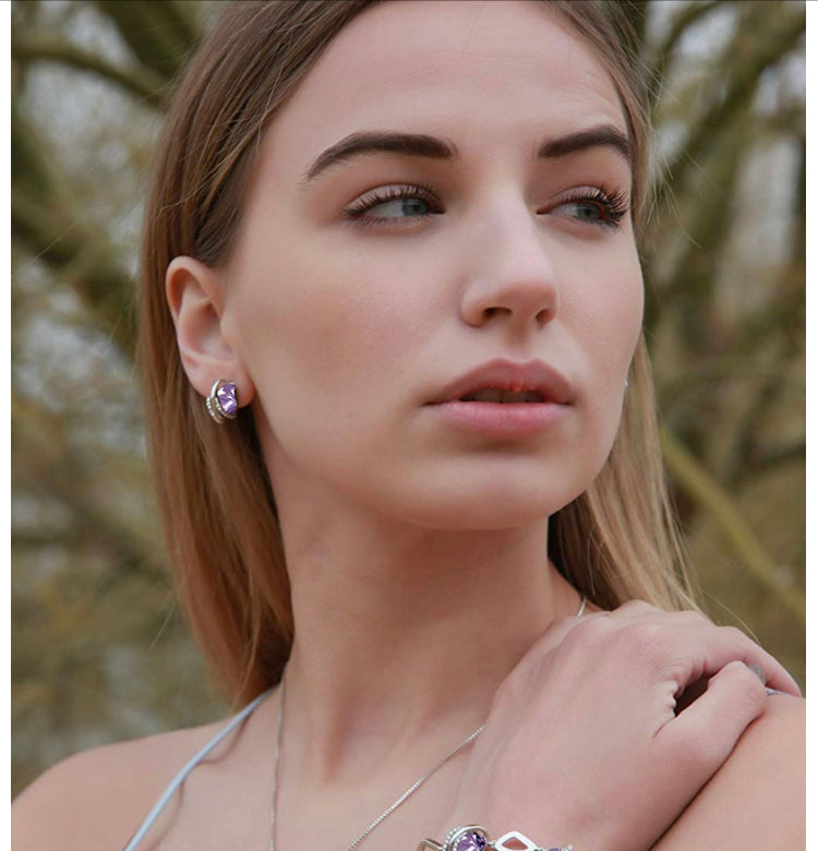 June Birthstone-Alexandrite Light Purple Earrings
