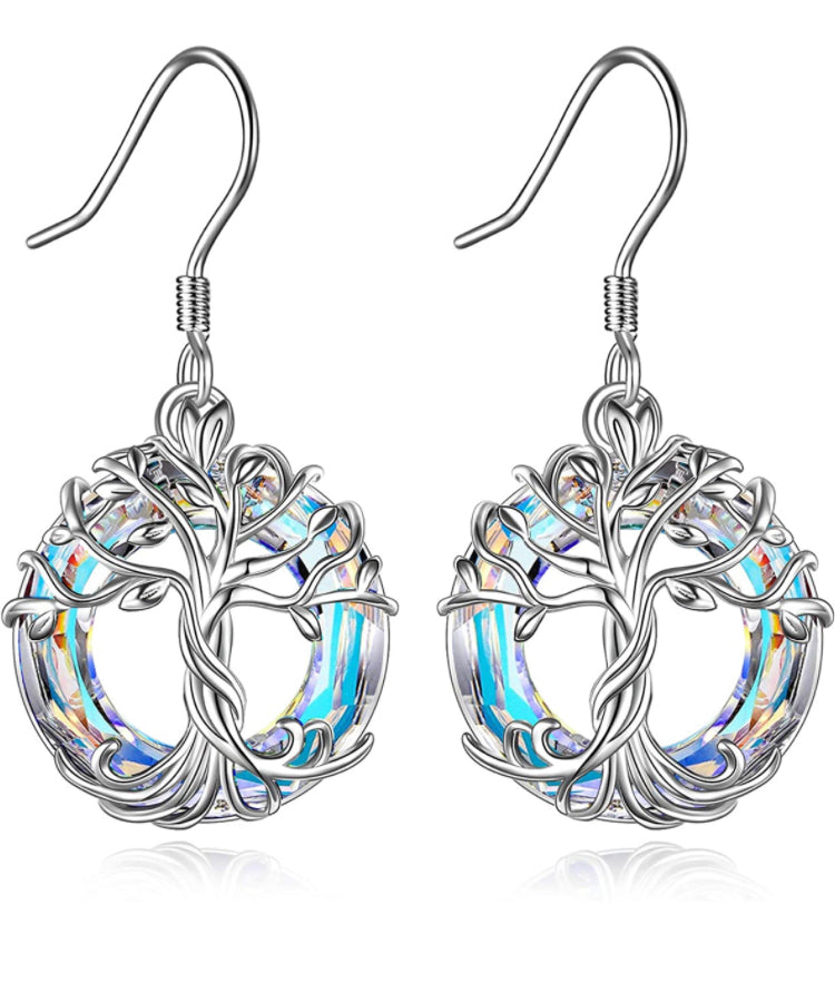 925 Sterling Silver Tree of Life Drop Earrings