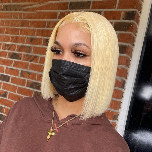 White Plantinum Blonde Human Hair Lace Frontal Wig for Women Dragqueen