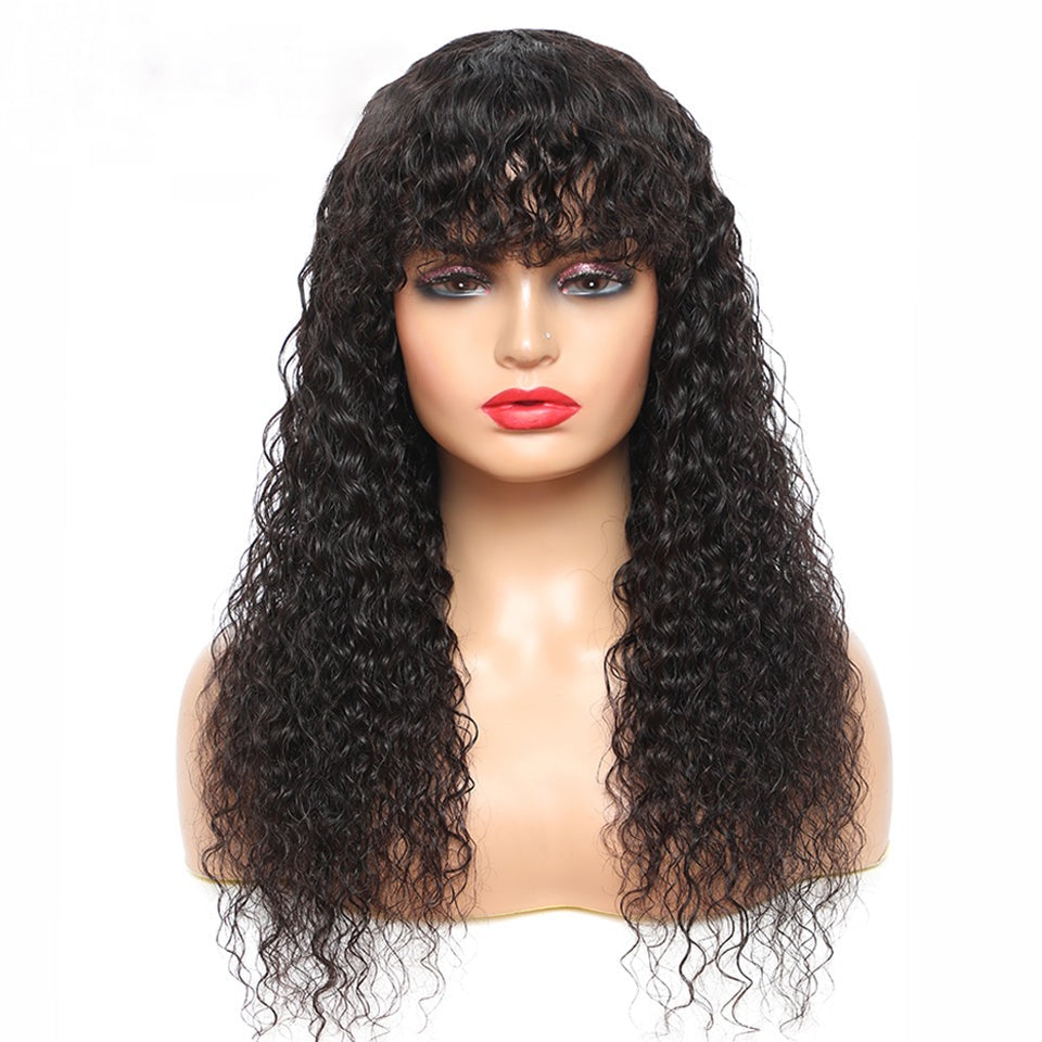 Water Wave Glueless None Lace Front Human Hair Wigs For Women