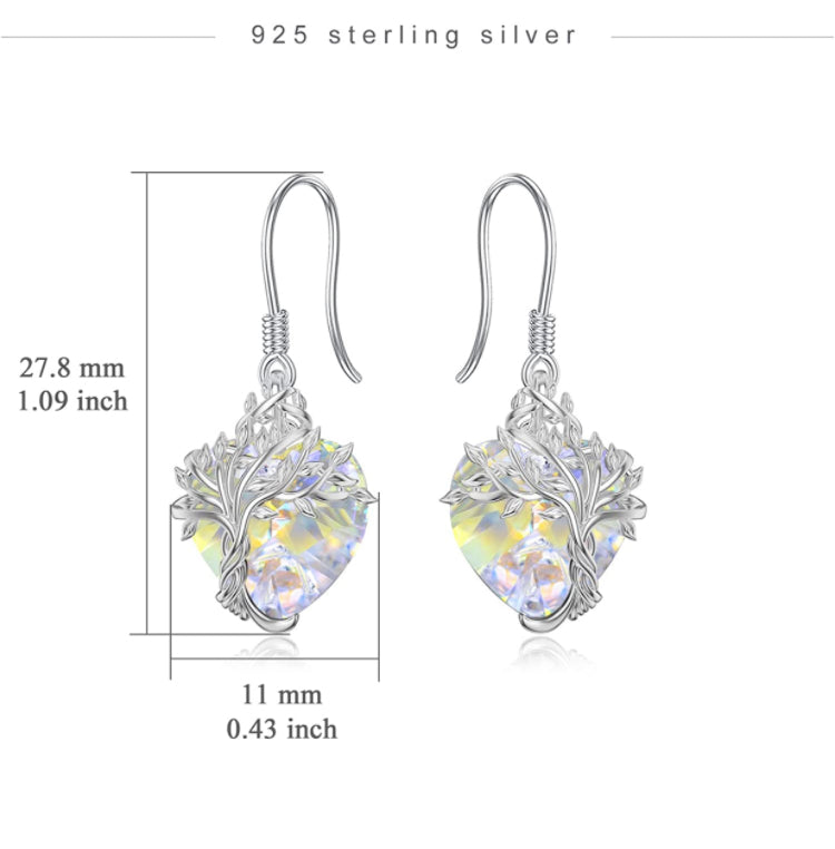 Tree Crystal 925 Sterling Silver Drop Earrings