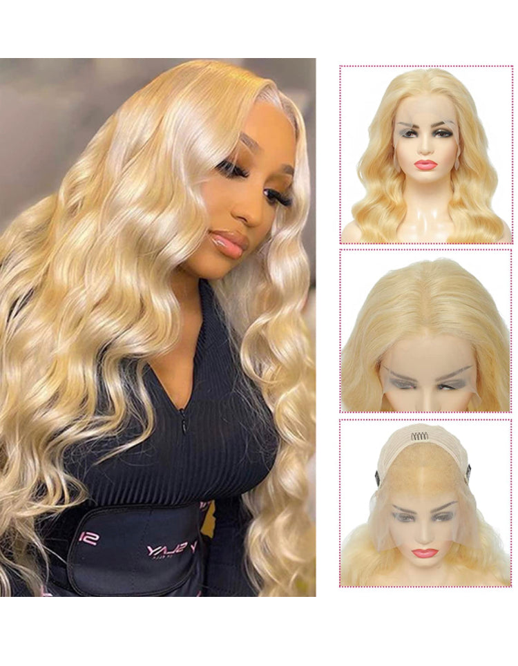 613 Transparent Blonde Lace Frontal Body Wave Human Hair Wigs