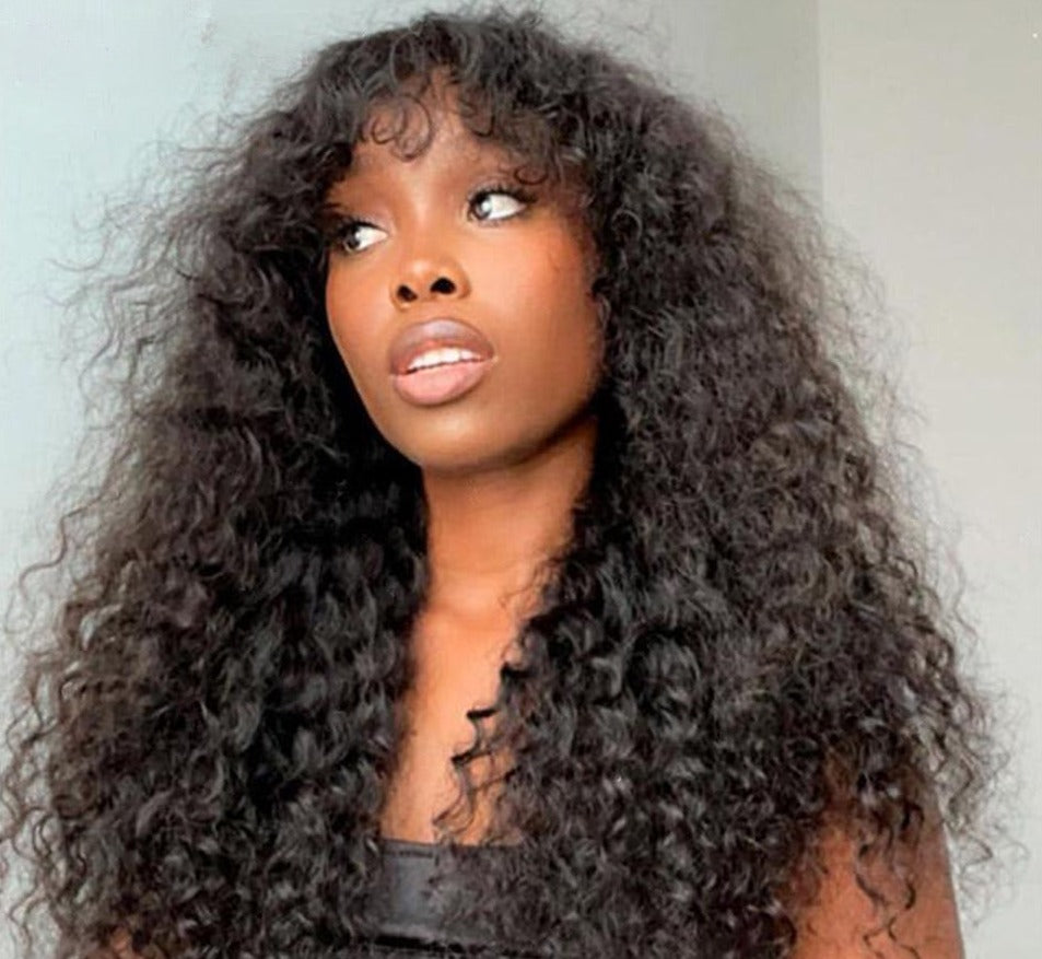 Water Wave Glueless None Lace Front Human Hair Wigs For Women