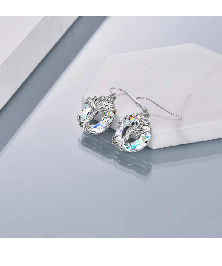 925 Sterling Silver Tree of Life Drop Earrings