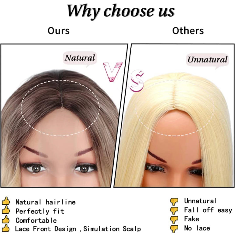 Short Wavy Ombre Ash Blonde Lace Wig