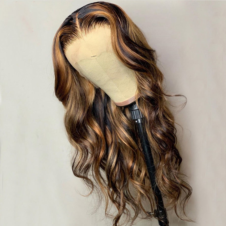 30 Inch Body Wave Honey Blonde Human Hair Lace Front Hair Wig