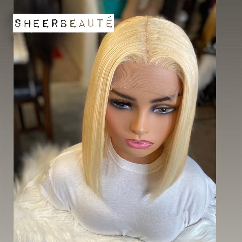White Plantinum Blonde Human Hair Lace Frontal Wig for Women Dragqueen