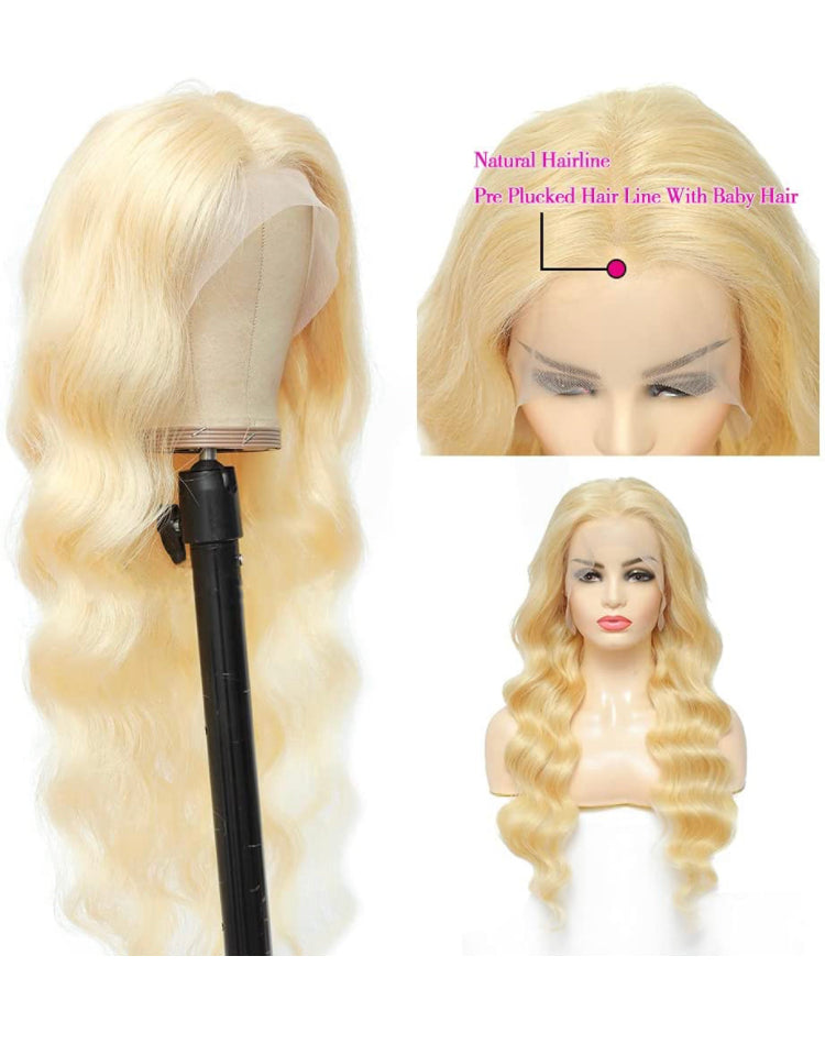 613 Transparent Blonde Lace Frontal Body Wave Human Hair Wigs