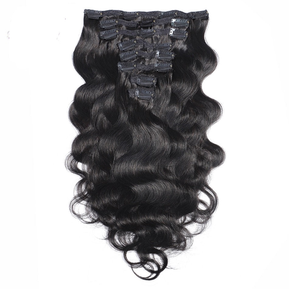 Brazilian Body Wave Clip In Human Hair Extensions 8 Pcs