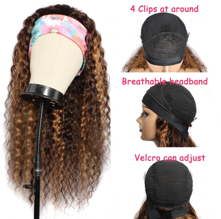 Highlight Water Wave Headband Human Hair Wigs