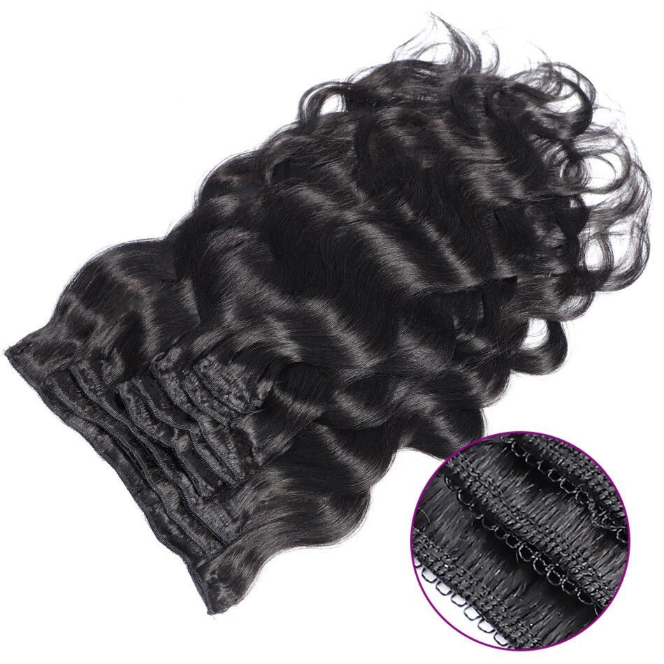 Brazilian Body Wave Clip In Human Hair Extensions 8 Pcs