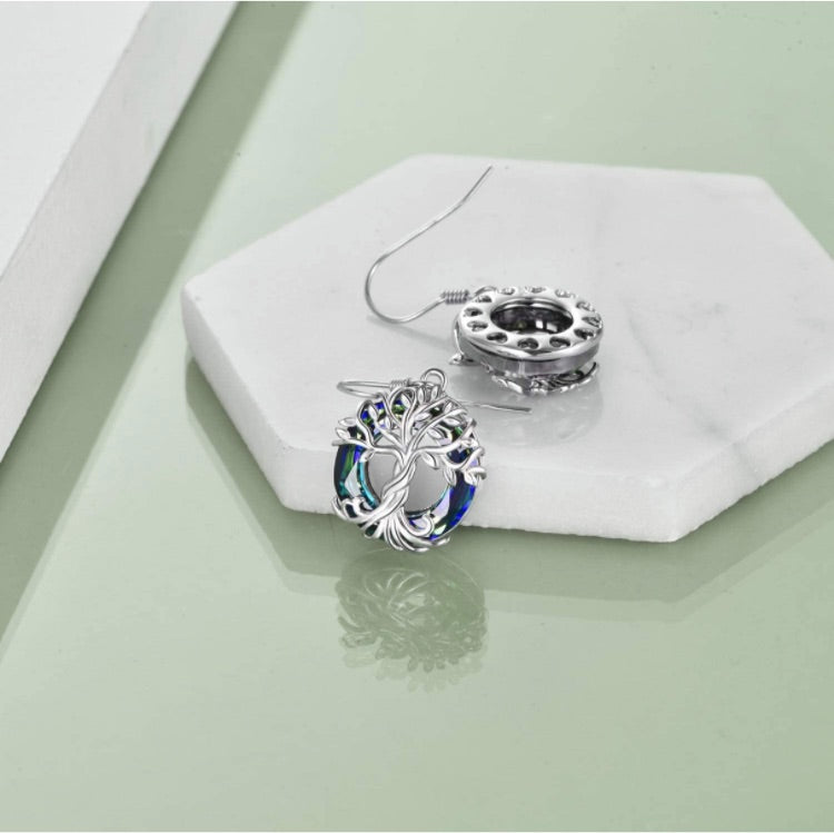 925 Sterling Silver Tree of Life Drop Earrings