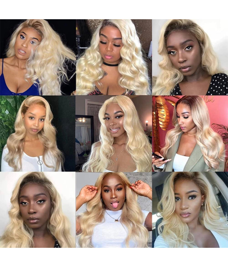 613 Transparent Blonde Lace Frontal Body Wave Human Hair Wigs