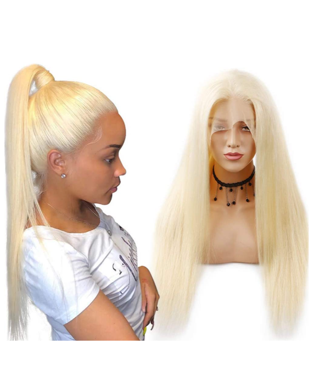 Long Straight 613 Blonde-Peruvian Human Hair Lace Front Hair Wigs