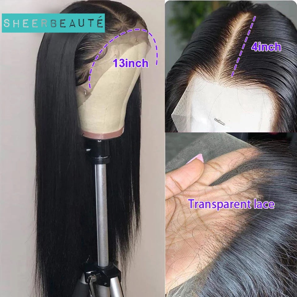 13x4 Long Straight Lace Frontal Human Hair Wig 4x4 Lace Wig