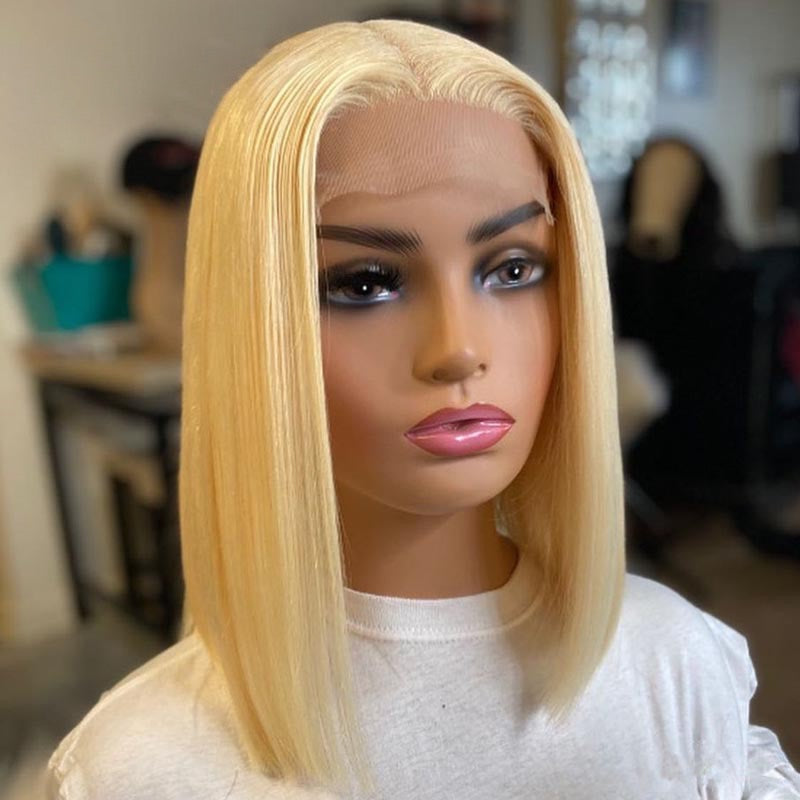 White Plantinum Blonde Human Hair Lace Frontal Wig for Women Dragqueen