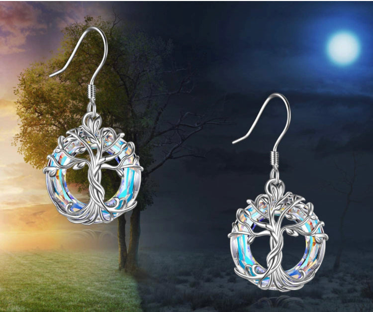 925 Sterling Silver Tree of Life Drop Earrings