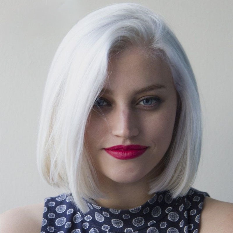 White Plantinum Blonde Human Hair Lace Frontal Wig for Women Dragqueen