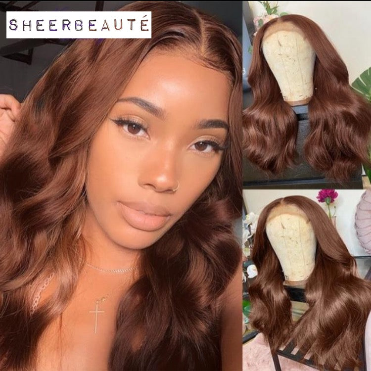 13x4 Long Straight Brown Lace Front Human Hair Wigs