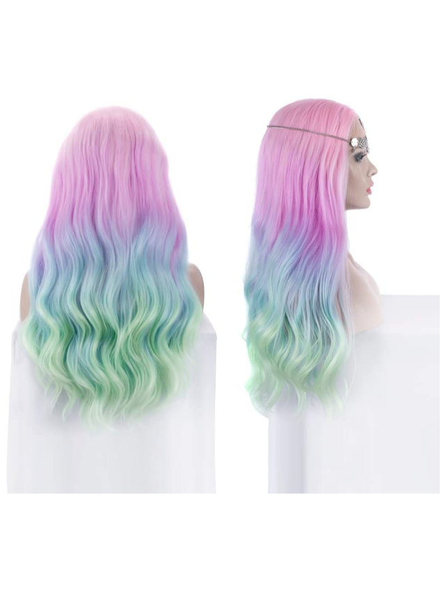 Wigs,Purple Wigs Blue Wigs,Long Hair Wigs,Lace Front Wig,Multi Color Wigs,Cosplay Wig,Long Mermaid Wig,DragQueen Hair Wig,Wavy Hair Wig,Blue Wig