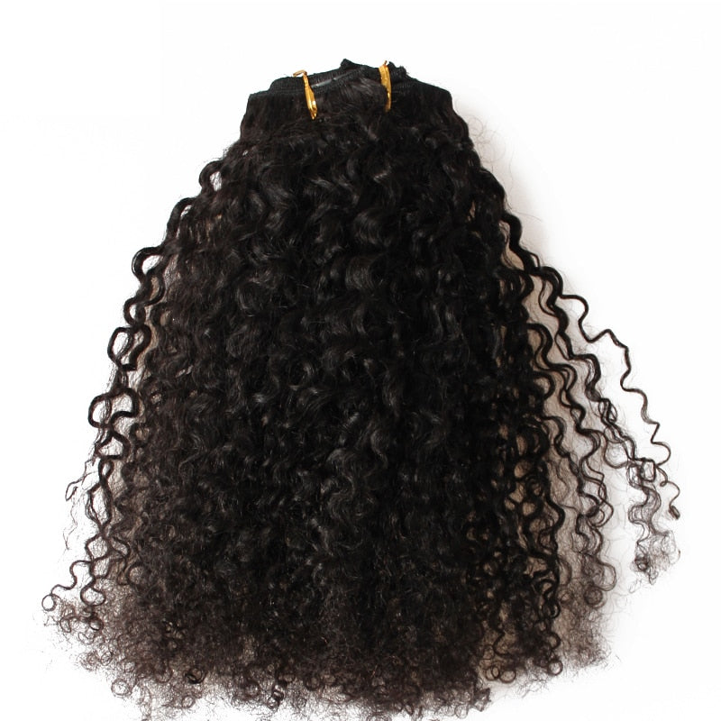 3B 3C Afro Kinky Curly Clip In Hair Extensions Human Hair Full Head Sets