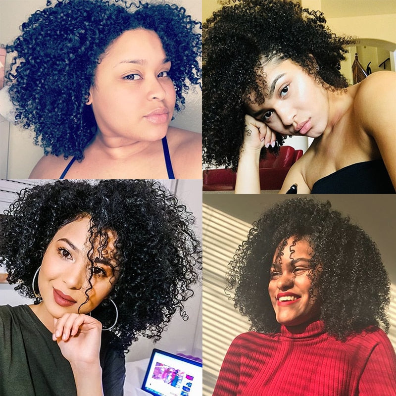 3B 3C Afro Kinky Curly Clip In Hair Extensions Human Hair Full Head Sets