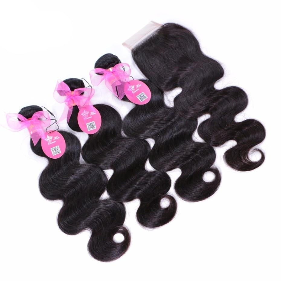 Brazilian Weave Bundles Virgin Human Hair With Closure Body Wave Hair Extension