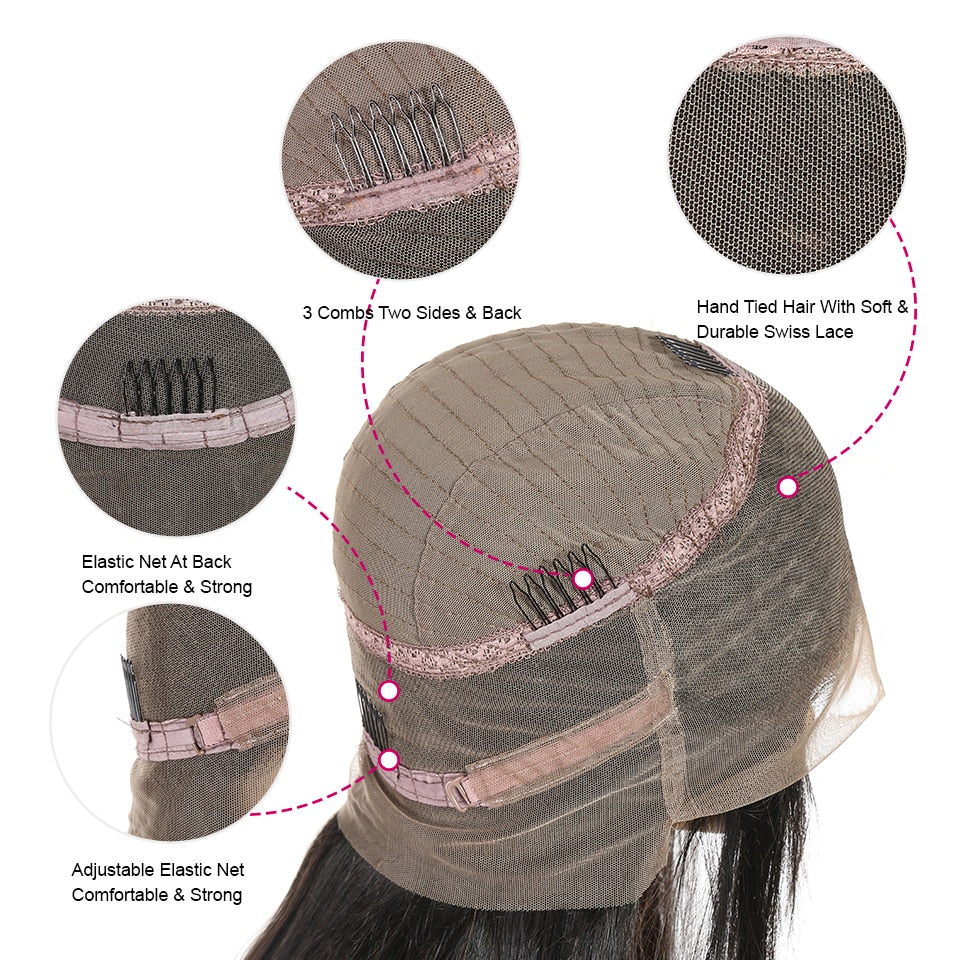 13x4 Brazilian Kinky Straight Human Hair Lace Frontal Wig|360 Wig