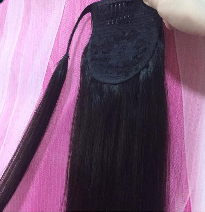 Straight Ponytail Brazilian Human Remy Hair |Long Ponytail Clip Ins 30 Inches