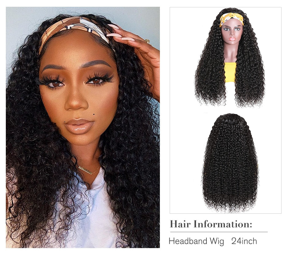 Jerry Curl Glueless Headband Wig Human Hair Wigs