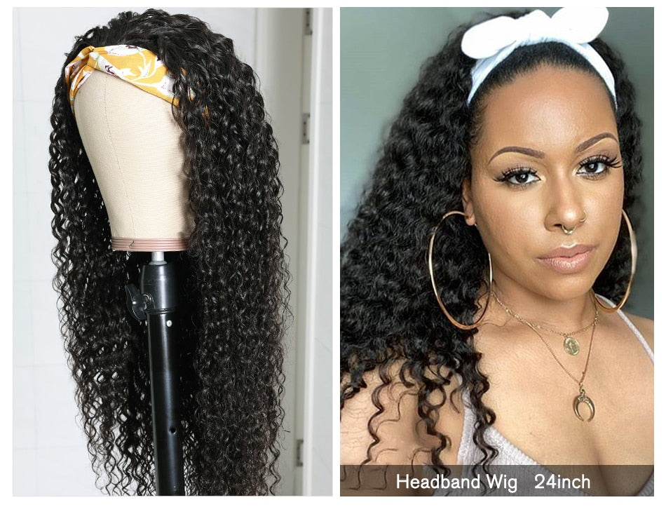Jerry Curl Glueless Headband Wig Human Hair Wigs