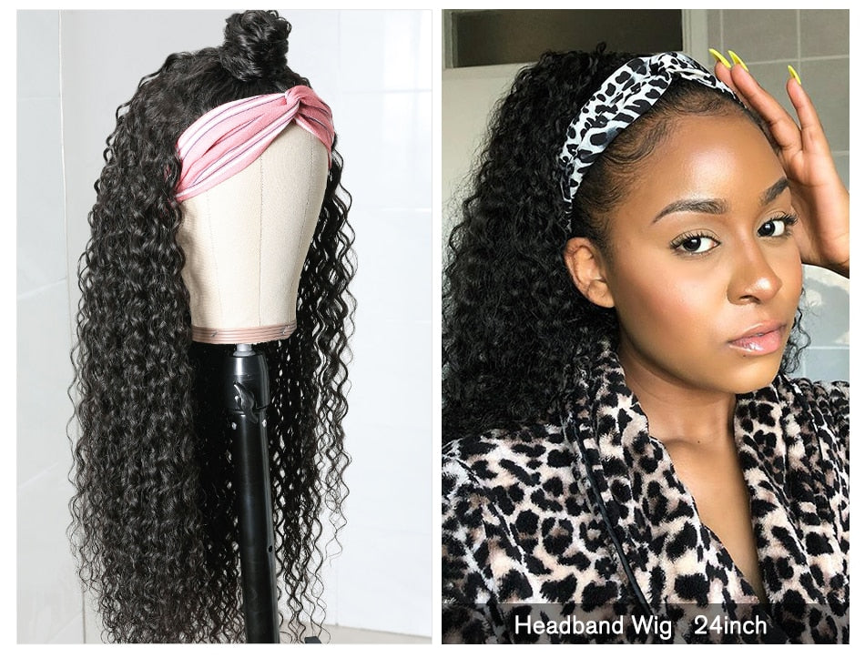 Jerry Curl Glueless Headband Wig Human Hair Wigs