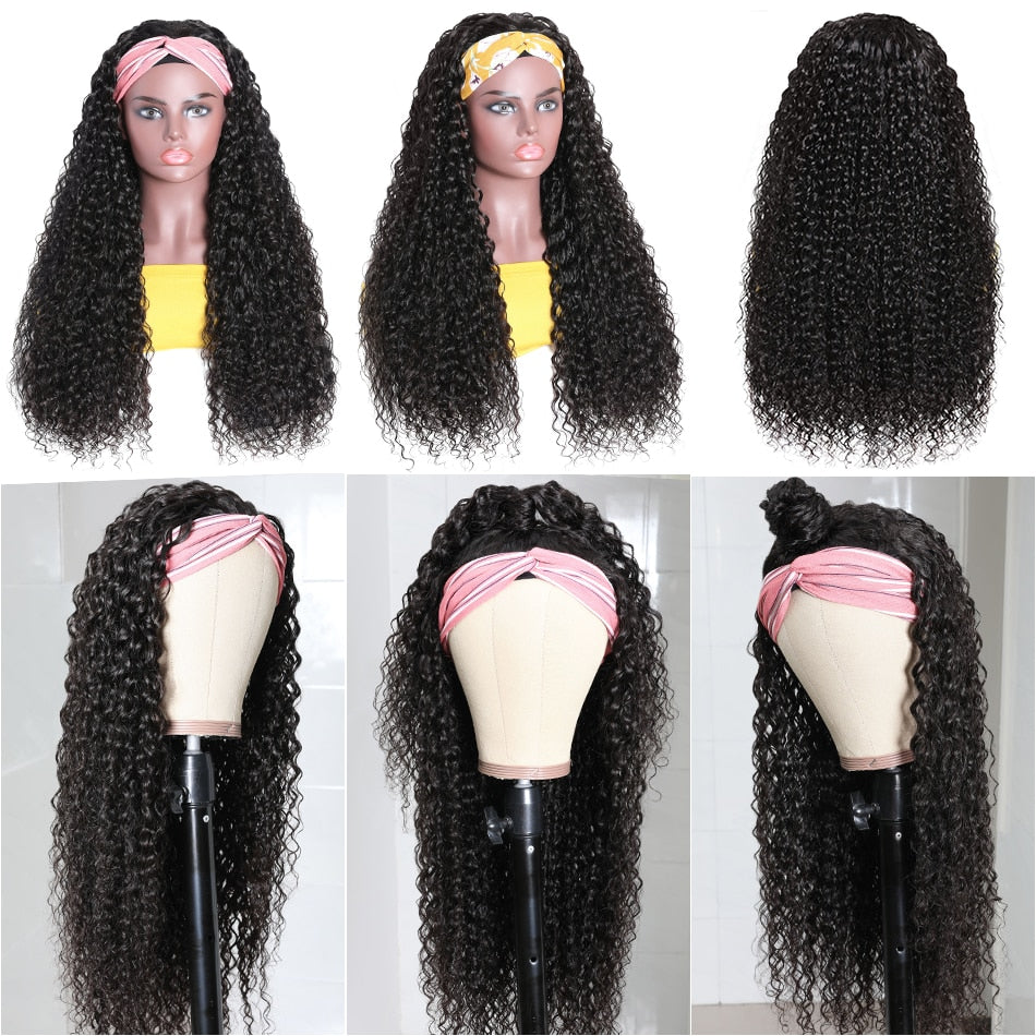 Jerry Curl Glueless Headband Wig Human Hair Wigs